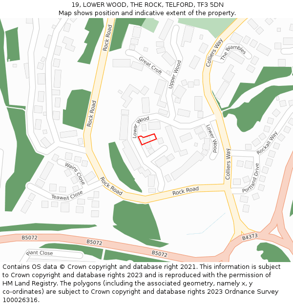 19, LOWER WOOD, THE ROCK, TELFORD, TF3 5DN: Location map and indicative extent of plot