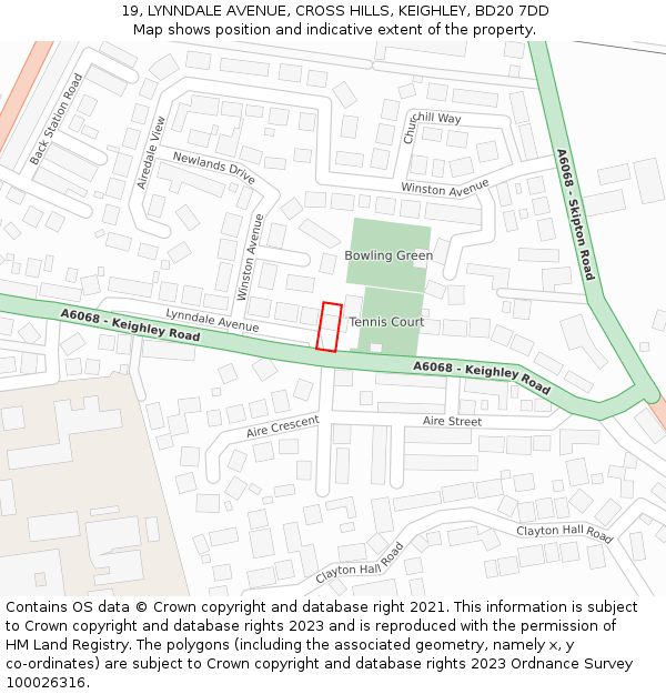 19, LYNNDALE AVENUE, CROSS HILLS, KEIGHLEY, BD20 7DD: Location map and indicative extent of plot