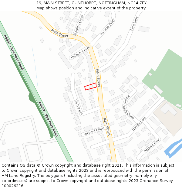 19, MAIN STREET, GUNTHORPE, NOTTINGHAM, NG14 7EY: Location map and indicative extent of plot