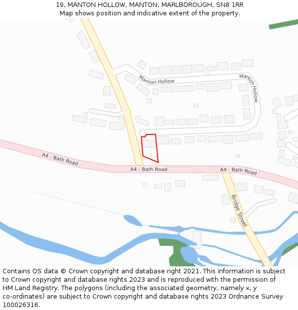 19, MANTON HOLLOW, MANTON, MARLBOROUGH, SN8 1RR: Location map and indicative extent of plot