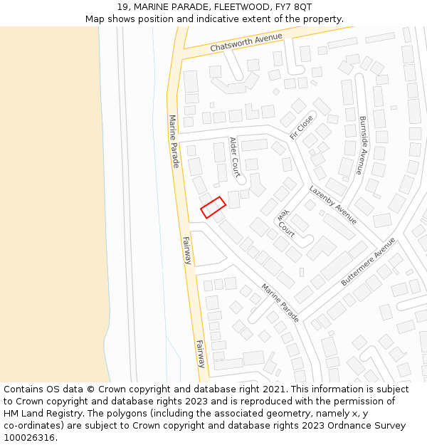 19, MARINE PARADE, FLEETWOOD, FY7 8QT: Location map and indicative extent of plot