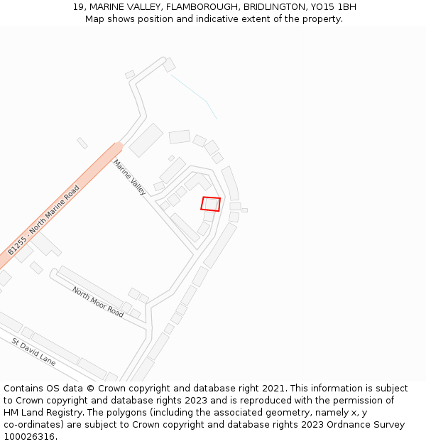 19, MARINE VALLEY, FLAMBOROUGH, BRIDLINGTON, YO15 1BH: Location map and indicative extent of plot