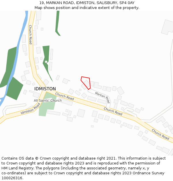 19, MARKAN ROAD, IDMISTON, SALISBURY, SP4 0AY: Location map and indicative extent of plot
