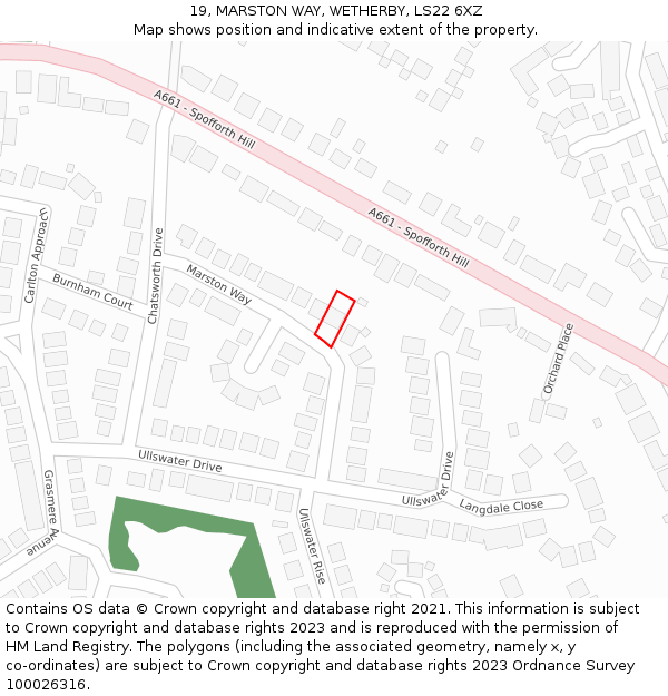 19, MARSTON WAY, WETHERBY, LS22 6XZ: Location map and indicative extent of plot