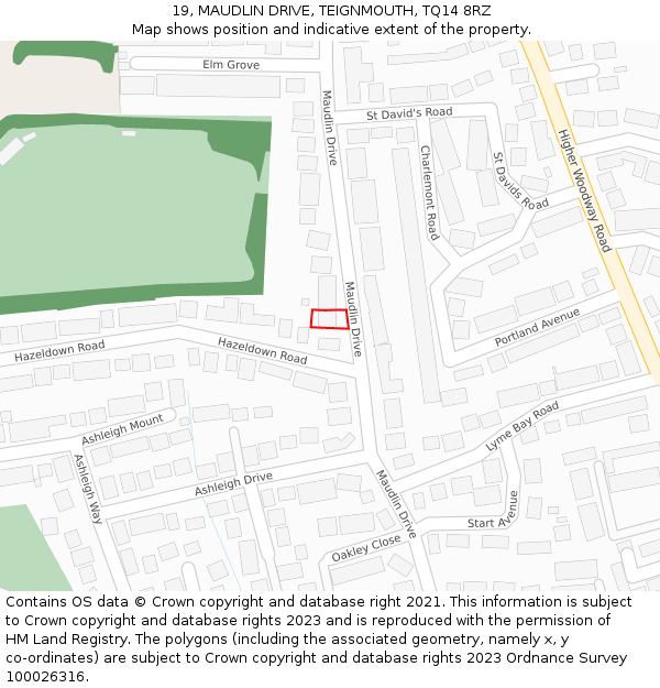 19, MAUDLIN DRIVE, TEIGNMOUTH, TQ14 8RZ: Location map and indicative extent of plot