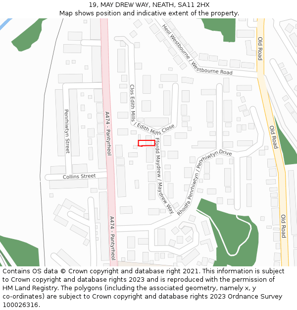 19, MAY DREW WAY, NEATH, SA11 2HX: Location map and indicative extent of plot