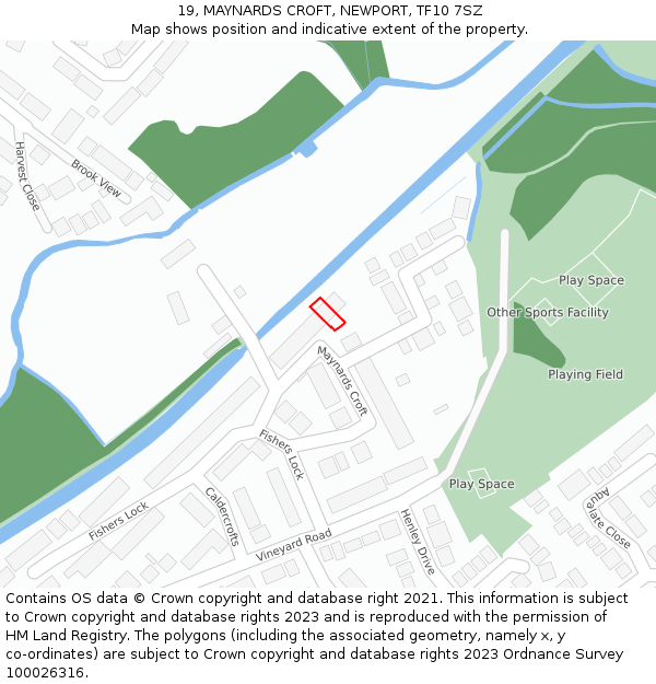 19, MAYNARDS CROFT, NEWPORT, TF10 7SZ: Location map and indicative extent of plot