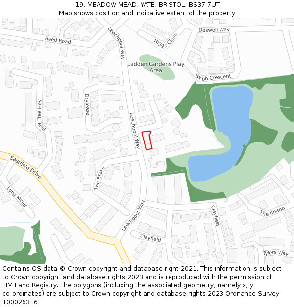 19, MEADOW MEAD, YATE, BRISTOL, BS37 7UT: Location map and indicative extent of plot