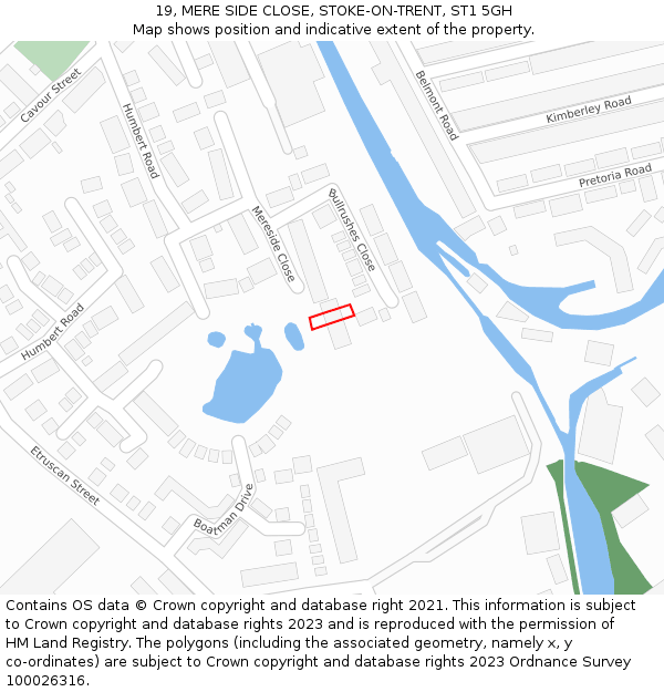 19, MERE SIDE CLOSE, STOKE-ON-TRENT, ST1 5GH: Location map and indicative extent of plot