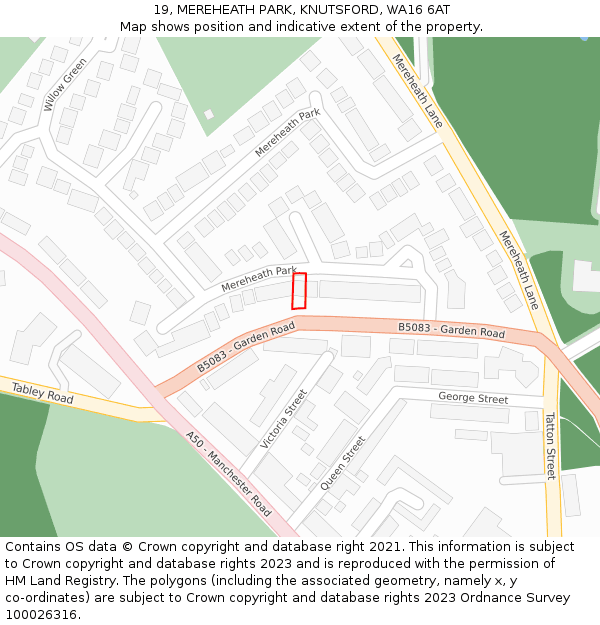 19, MEREHEATH PARK, KNUTSFORD, WA16 6AT: Location map and indicative extent of plot