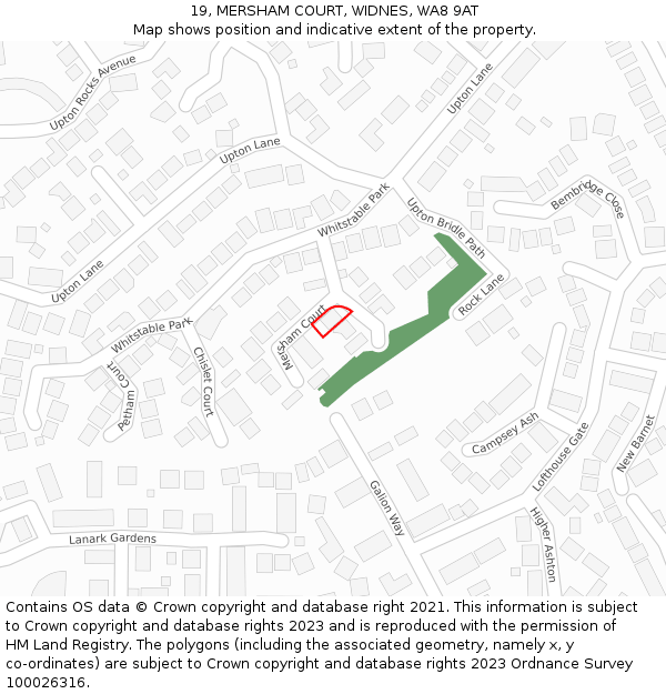 19, MERSHAM COURT, WIDNES, WA8 9AT: Location map and indicative extent of plot