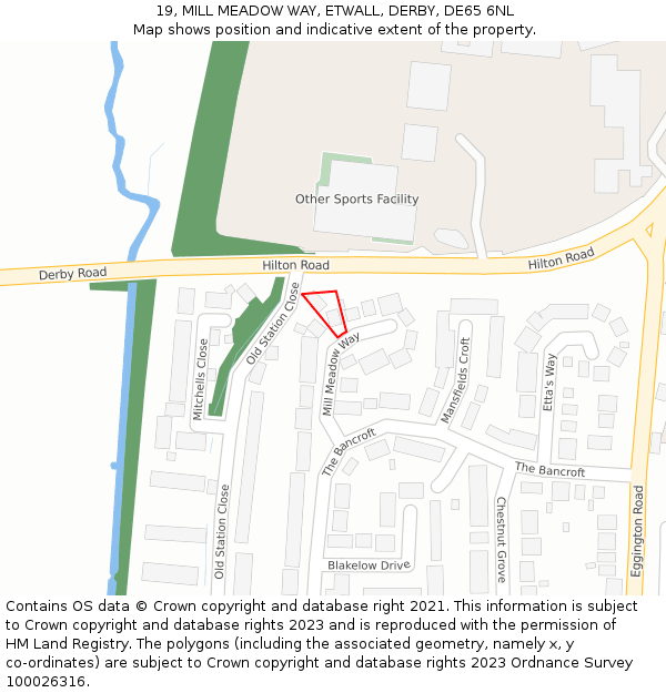 19, MILL MEADOW WAY, ETWALL, DERBY, DE65 6NL: Location map and indicative extent of plot