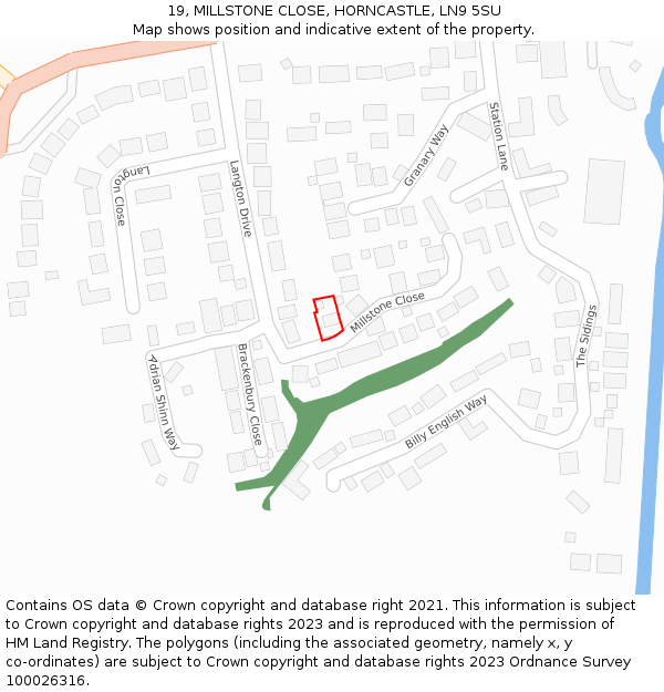 19, MILLSTONE CLOSE, HORNCASTLE, LN9 5SU: Location map and indicative extent of plot