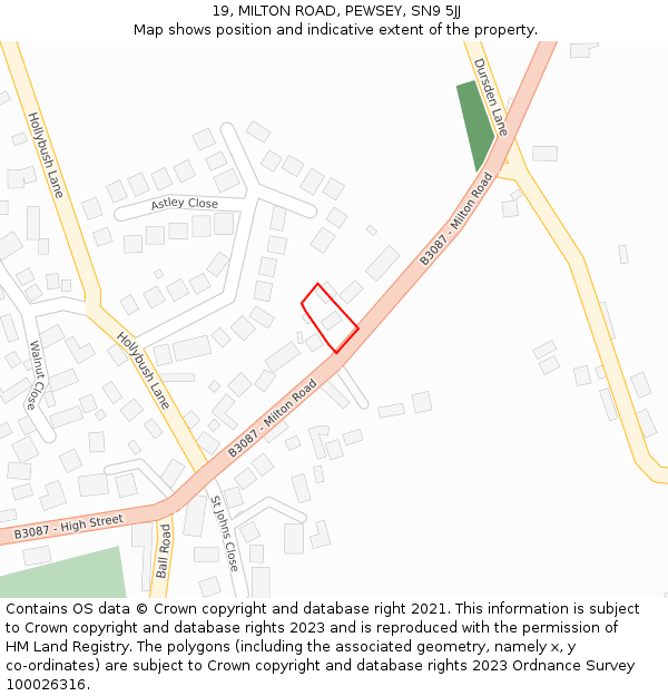 19, MILTON ROAD, PEWSEY, SN9 5JJ: Location map and indicative extent of plot