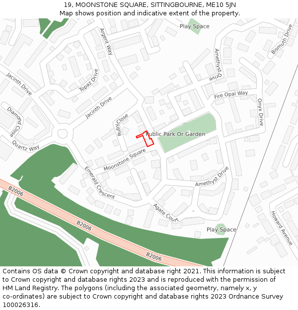 19, MOONSTONE SQUARE, SITTINGBOURNE, ME10 5JN: Location map and indicative extent of plot