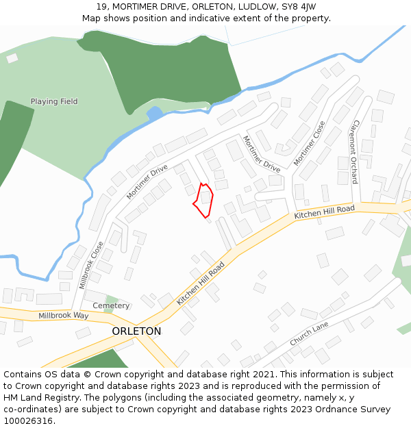 19, MORTIMER DRIVE, ORLETON, LUDLOW, SY8 4JW: Location map and indicative extent of plot