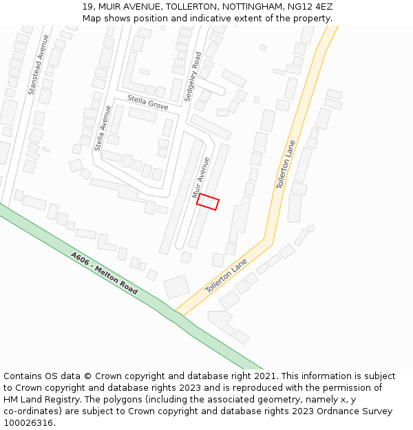 19, MUIR AVENUE, TOLLERTON, NOTTINGHAM, NG12 4EZ: Location map and indicative extent of plot