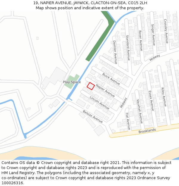 19, NAPIER AVENUE, JAYWICK, CLACTON-ON-SEA, CO15 2LH: Location map and indicative extent of plot