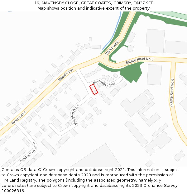 19, NAVENSBY CLOSE, GREAT COATES, GRIMSBY, DN37 9FB: Location map and indicative extent of plot