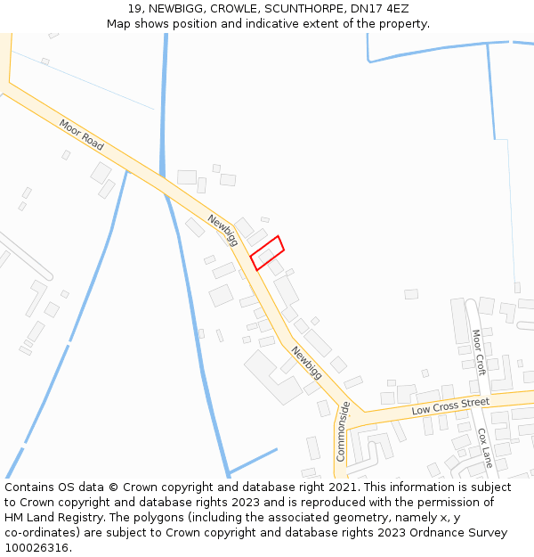 19, NEWBIGG, CROWLE, SCUNTHORPE, DN17 4EZ: Location map and indicative extent of plot
