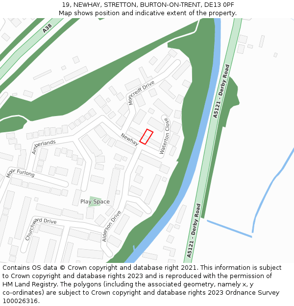 19, NEWHAY, STRETTON, BURTON-ON-TRENT, DE13 0PF: Location map and indicative extent of plot