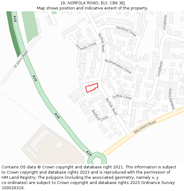 19, NORFOLK ROAD, ELY, CB6 3EJ: Location map and indicative extent of plot