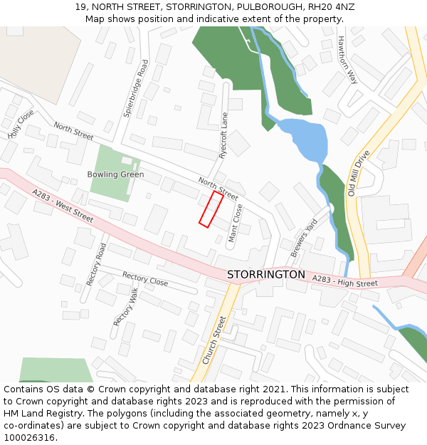 19, NORTH STREET, STORRINGTON, PULBOROUGH, RH20 4NZ: Location map and indicative extent of plot