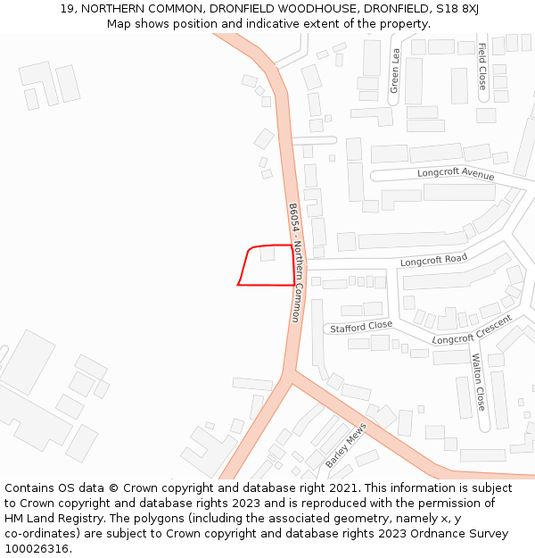 19, NORTHERN COMMON, DRONFIELD WOODHOUSE, DRONFIELD, S18 8XJ: Location map and indicative extent of plot