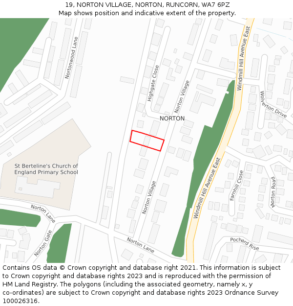 19, NORTON VILLAGE, NORTON, RUNCORN, WA7 6PZ: Location map and indicative extent of plot