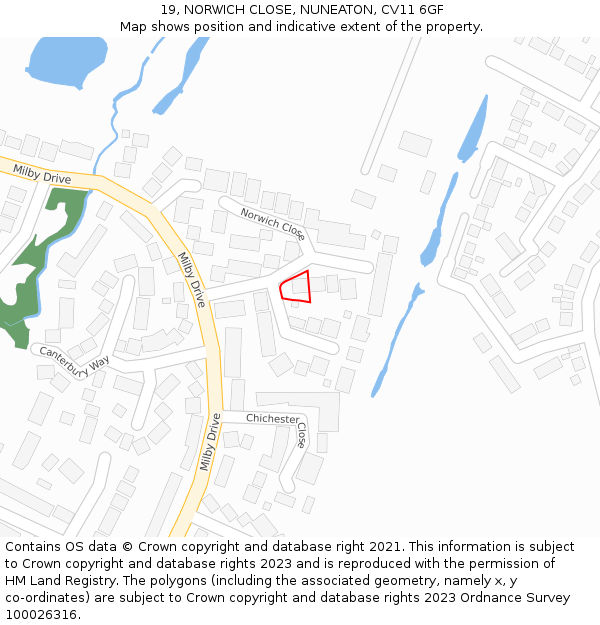 19, NORWICH CLOSE, NUNEATON, CV11 6GF: Location map and indicative extent of plot
