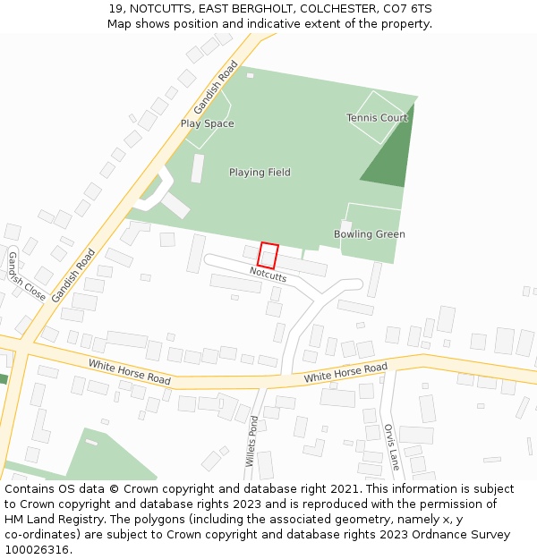 19, NOTCUTTS, EAST BERGHOLT, COLCHESTER, CO7 6TS: Location map and indicative extent of plot