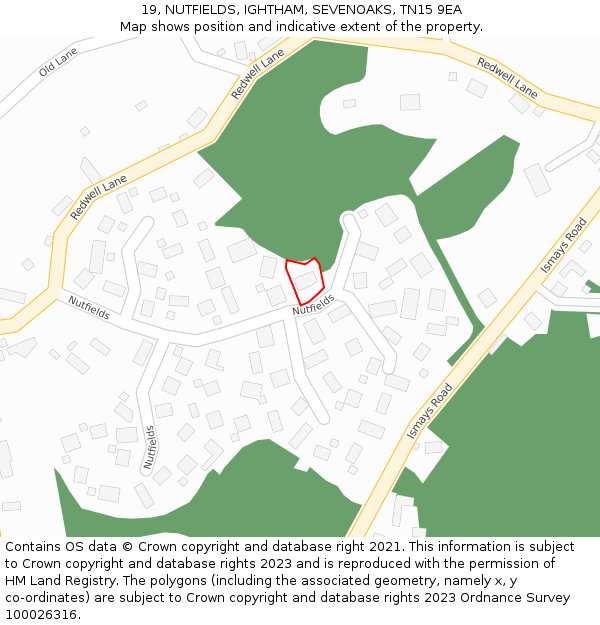 19, NUTFIELDS, IGHTHAM, SEVENOAKS, TN15 9EA: Location map and indicative extent of plot