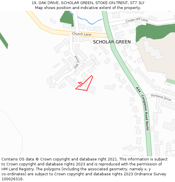 19, OAK DRIVE, SCHOLAR GREEN, STOKE-ON-TRENT, ST7 3LY: Location map and indicative extent of plot