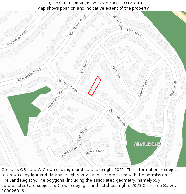 19, OAK TREE DRIVE, NEWTON ABBOT, TQ12 4NN: Location map and indicative extent of plot