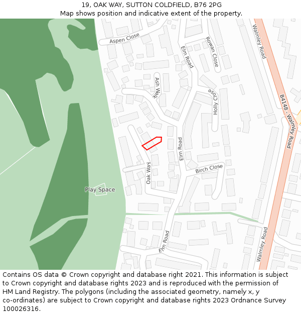 19, OAK WAY, SUTTON COLDFIELD, B76 2PG: Location map and indicative extent of plot