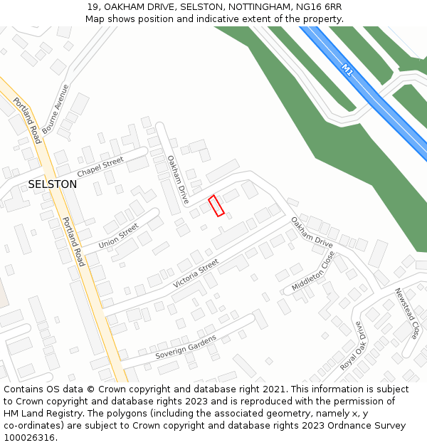 19, OAKHAM DRIVE, SELSTON, NOTTINGHAM, NG16 6RR: Location map and indicative extent of plot