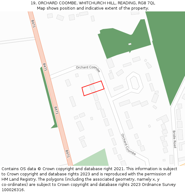 19, ORCHARD COOMBE, WHITCHURCH HILL, READING, RG8 7QL: Location map and indicative extent of plot