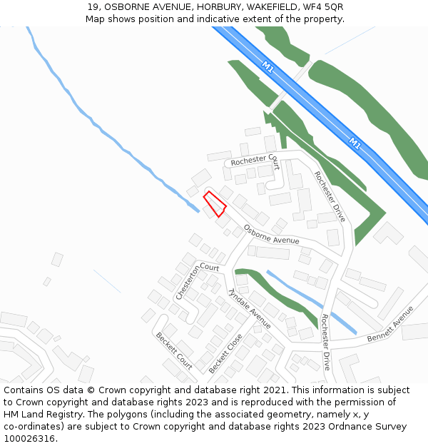 19, OSBORNE AVENUE, HORBURY, WAKEFIELD, WF4 5QR: Location map and indicative extent of plot