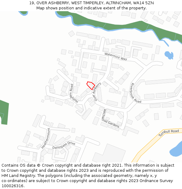 19, OVER ASHBERRY, WEST TIMPERLEY, ALTRINCHAM, WA14 5ZN: Location map and indicative extent of plot