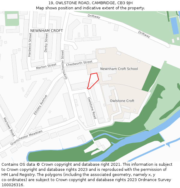 19, OWLSTONE ROAD, CAMBRIDGE, CB3 9JH: Location map and indicative extent of plot