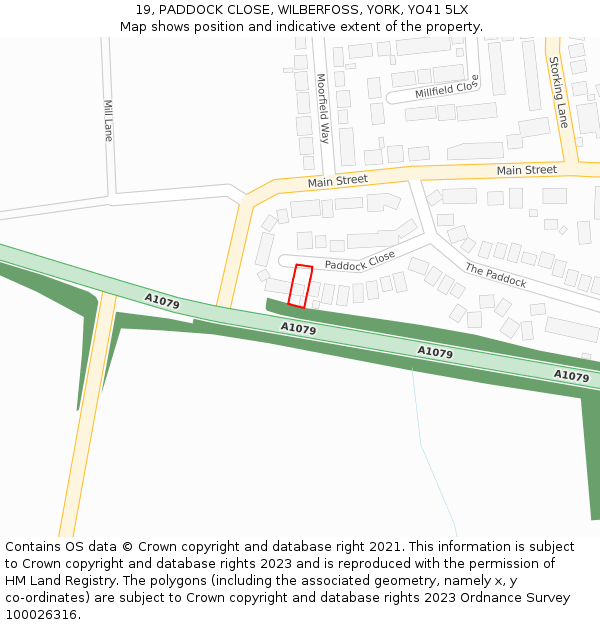 19, PADDOCK CLOSE, WILBERFOSS, YORK, YO41 5LX: Location map and indicative extent of plot