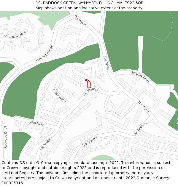 19, PADDOCK GREEN, WYNYARD, BILLINGHAM, TS22 5QP: Location map and indicative extent of plot