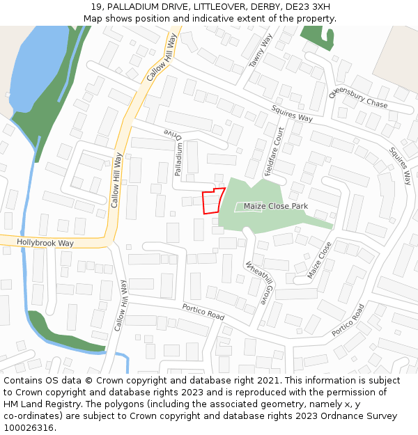 19, PALLADIUM DRIVE, LITTLEOVER, DERBY, DE23 3XH: Location map and indicative extent of plot