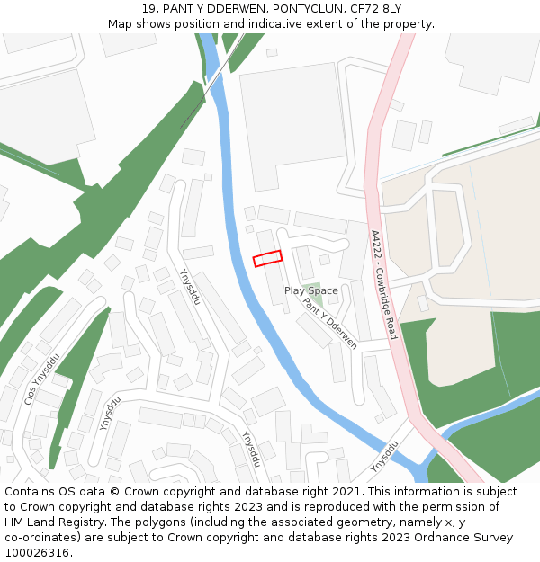 19, PANT Y DDERWEN, PONTYCLUN, CF72 8LY: Location map and indicative extent of plot