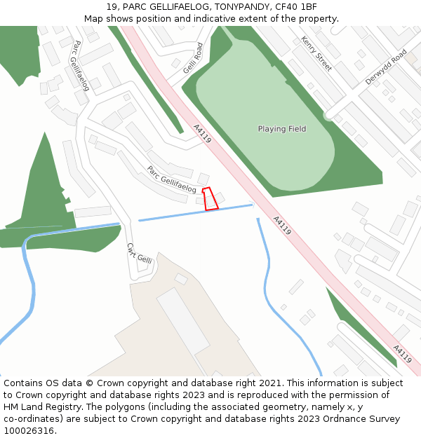 19, PARC GELLIFAELOG, TONYPANDY, CF40 1BF: Location map and indicative extent of plot