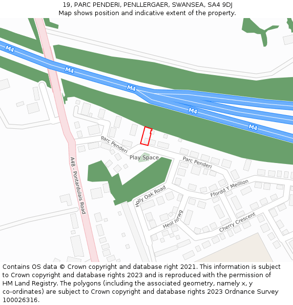 19, PARC PENDERI, PENLLERGAER, SWANSEA, SA4 9DJ: Location map and indicative extent of plot
