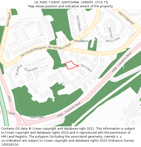 19, PARC Y NANT, NANTGARW, CARDIFF, CF15 7TJ: Location map and indicative extent of plot