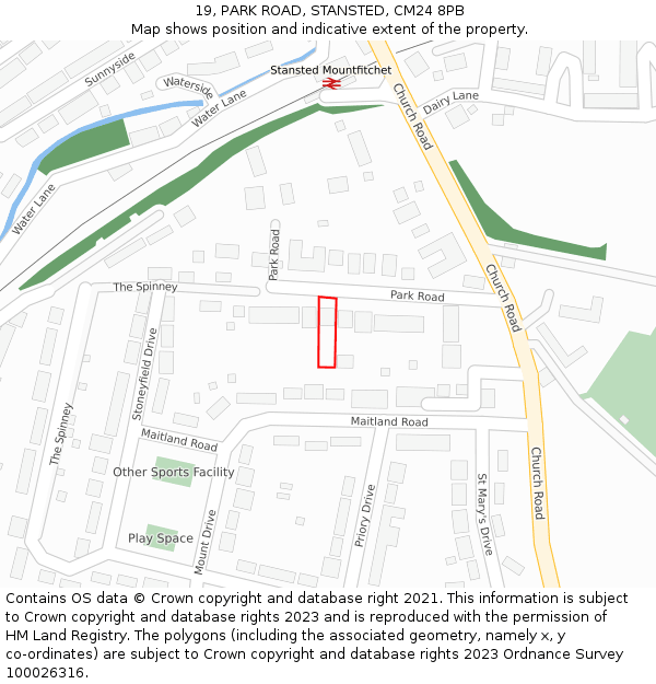 19, PARK ROAD, STANSTED, CM24 8PB: Location map and indicative extent of plot