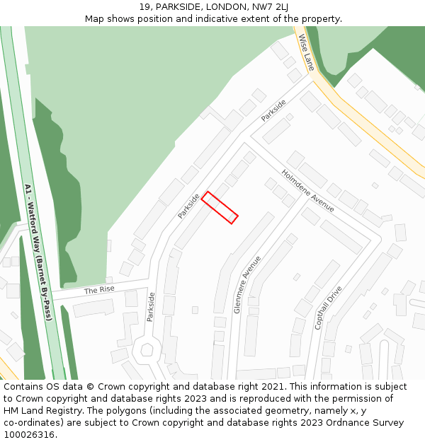19, PARKSIDE, LONDON, NW7 2LJ: Location map and indicative extent of plot