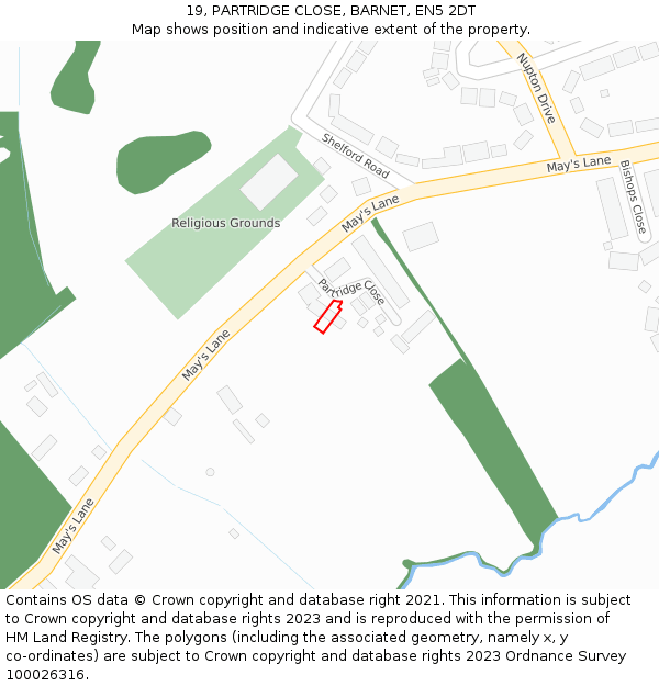 19, PARTRIDGE CLOSE, BARNET, EN5 2DT: Location map and indicative extent of plot